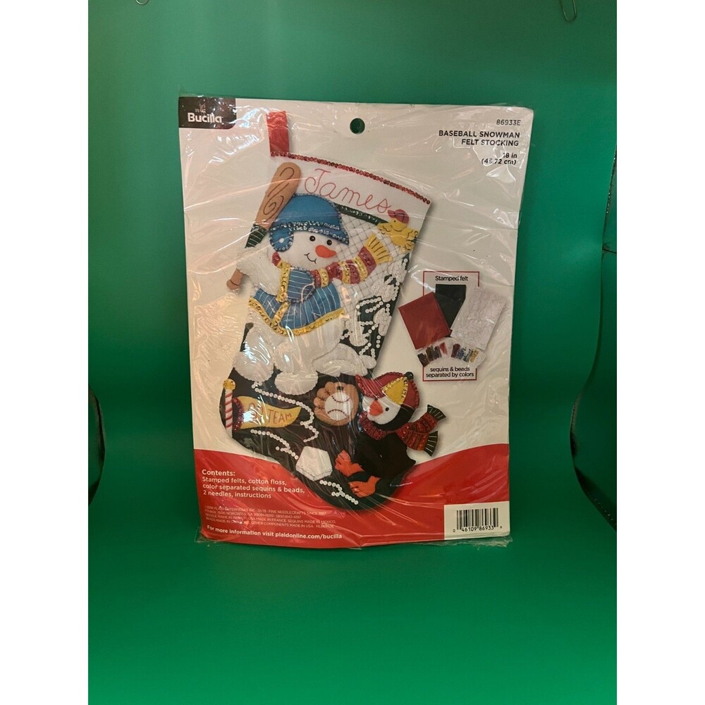 Bucilla BASEBALL SNOWMAN FELT Stocking Kit-86933E/2019